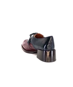 Chie Mihara Trudu Cuir Vernis Purple, Vert & Toile Satin Imprimee