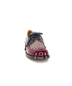 Chie Mihara Trudu Cuir Vernis Purple, Vert & Toile Satin Imprimee