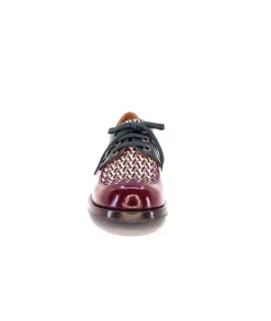 Chie Mihara Trudu Cuir Vernis Purple, Vert & Toile Satin Imprimee