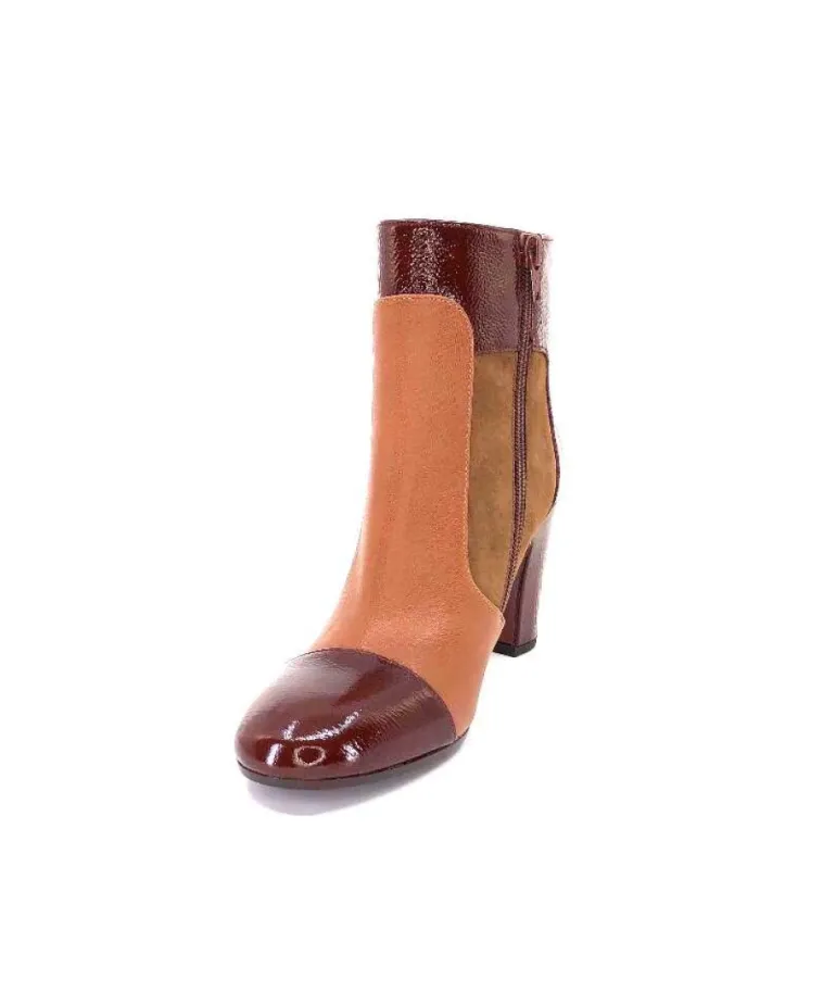 Chie Mihara Wetop Cuir, Cuir Vernis, Daim Marron