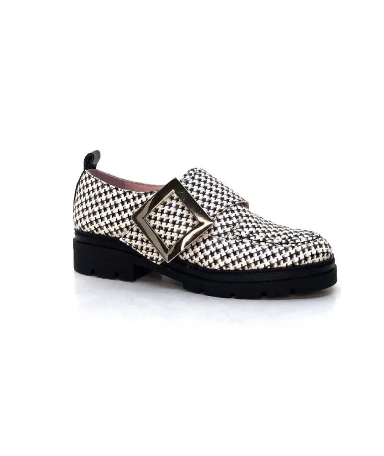 Dansi 4782 Cuir Blanc Imprime Etoile Noir