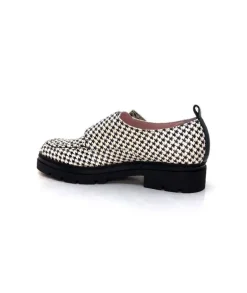 Dansi 4782 Cuir Blanc Imprime Etoile Noir