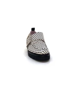 Dansi 4782 Cuir Blanc Imprime Etoile Noir