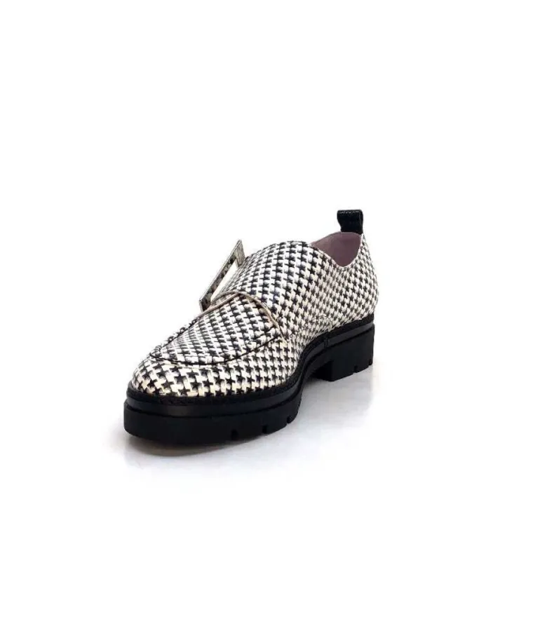 Dansi 4782 Cuir Blanc Imprime Etoile Noir