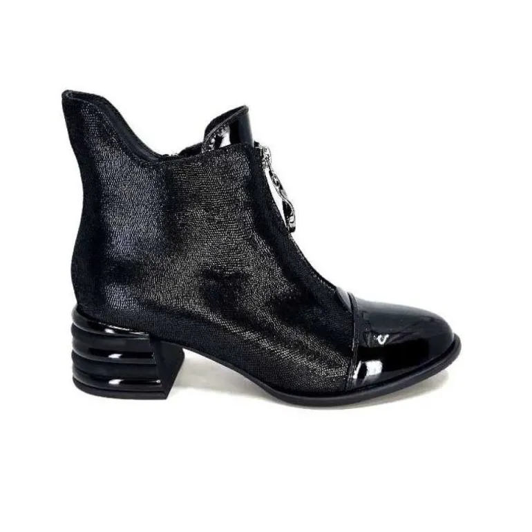 Elue Par Nous Maculotte Cuir Irise Noir Vernis Noir