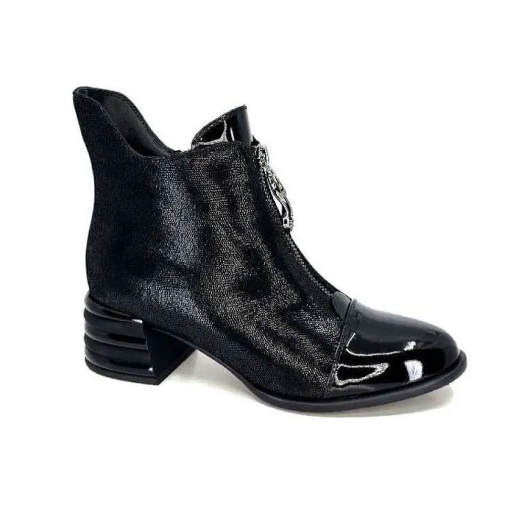 Elue Par Nous Maculotte Cuir Irise Noir Vernis Noir