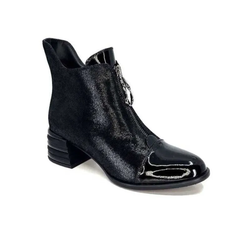 Elue Par Nous Maculotte Cuir Irise Noir Vernis Noir