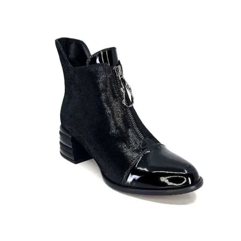 Elue Par Nous Maculotte Cuir Irise Noir Vernis Noir