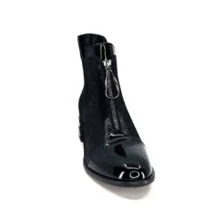 Elue Par Nous Maculotte Cuir Irise Noir Vernis Noir