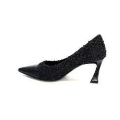 Enzo Di Martino Eli 715 Textile Noir Cuir Vernis Noir