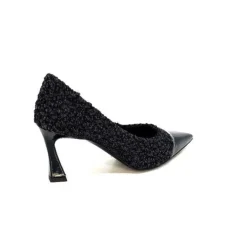 Enzo Di Martino Eli 715 Textile Noir Cuir Vernis Noir