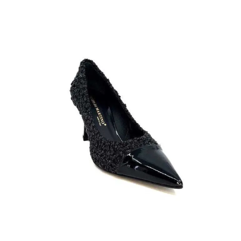 Enzo Di Martino Eli 715 Textile Noir Cuir Vernis Noir