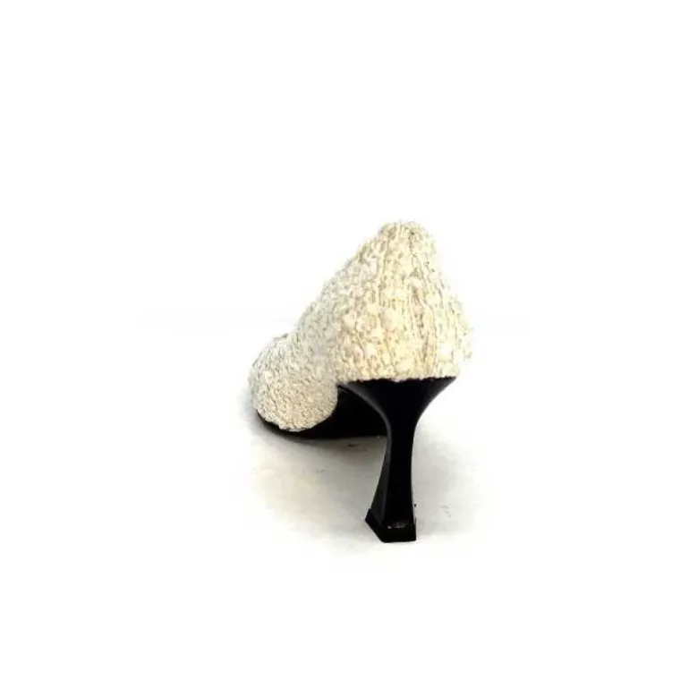 Enzo Di Martino Eli 715 Textile Creme Cuir Vernis Noir