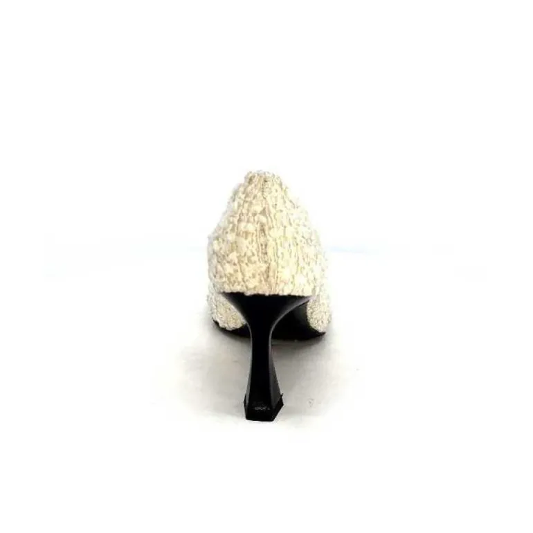 Enzo Di Martino Eli 715 Textile Creme Cuir Vernis Noir