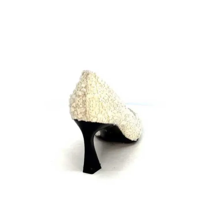 Enzo Di Martino Eli 715 Textile Creme Cuir Vernis Noir