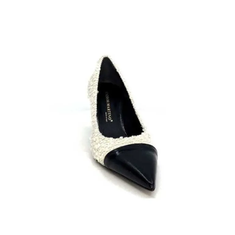 Enzo Di Martino Eli 715 Textile Creme Cuir Vernis Noir