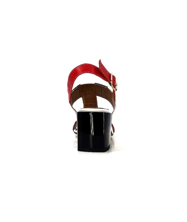 Ivoire F2105 Sardegna Cuir Blanc, Marron, Rouge & Noir