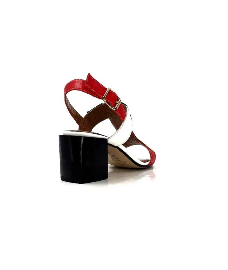 Ivoire F2105 Sardegna Cuir Blanc, Marron, Rouge & Noir