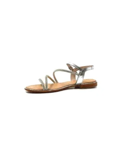 Les Tropeziennes Hoctavy Cuir Strass Argent
