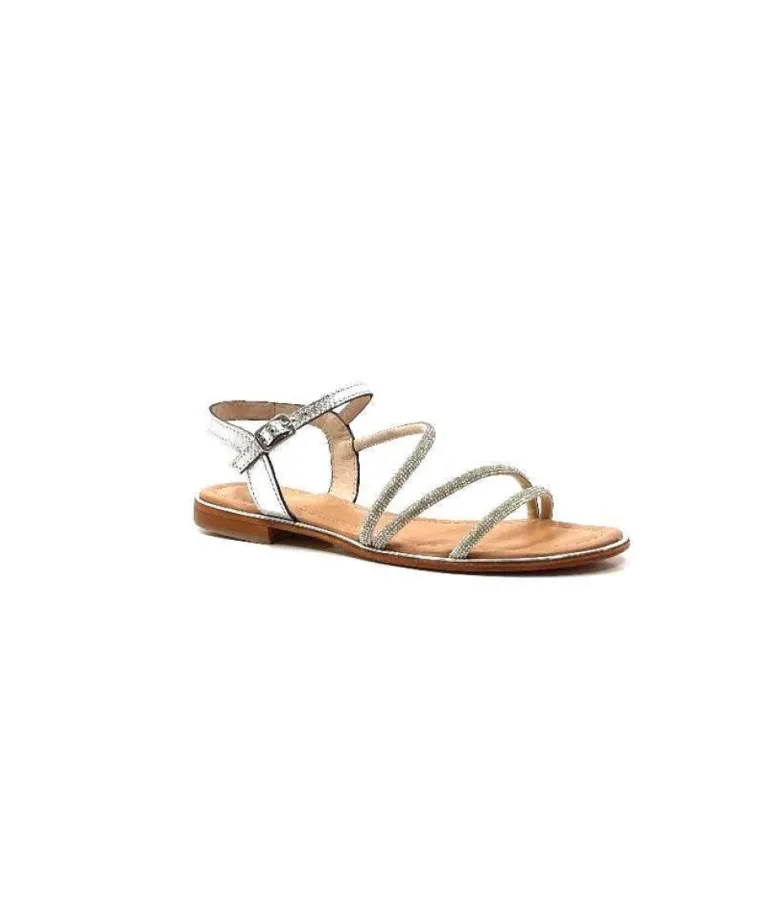 Les Tropeziennes Hoctavy Cuir Strass Argent