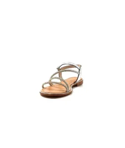 Les Tropeziennes Hoctavy Cuir Strass Argent