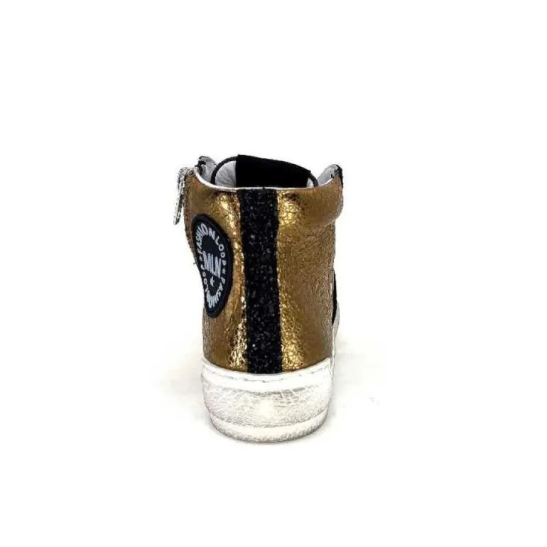 Meline Nkc 1151 Cuir Dore Et Daim Noir