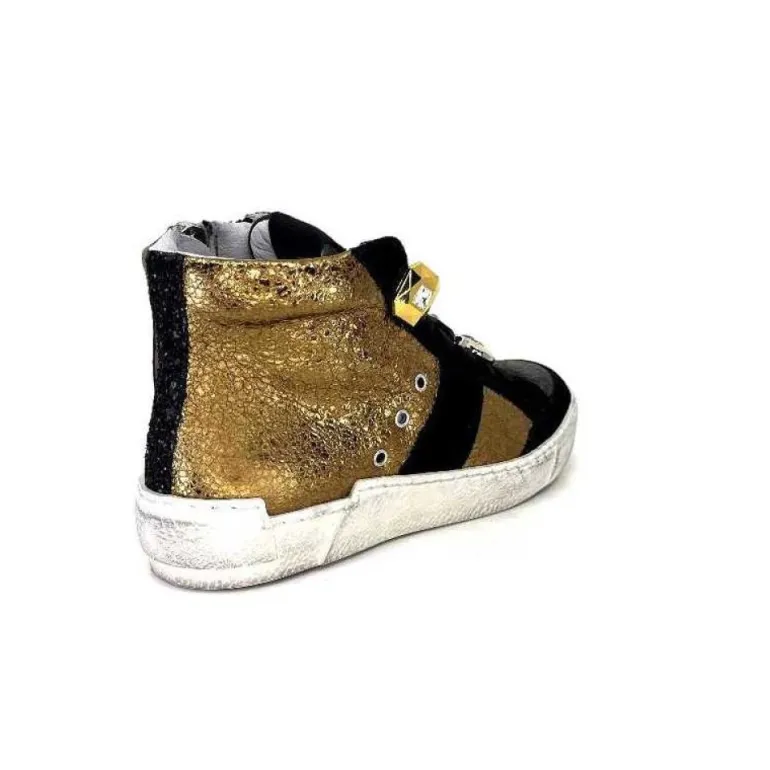 Meline Nkc 1151 Cuir Dore Et Daim Noir