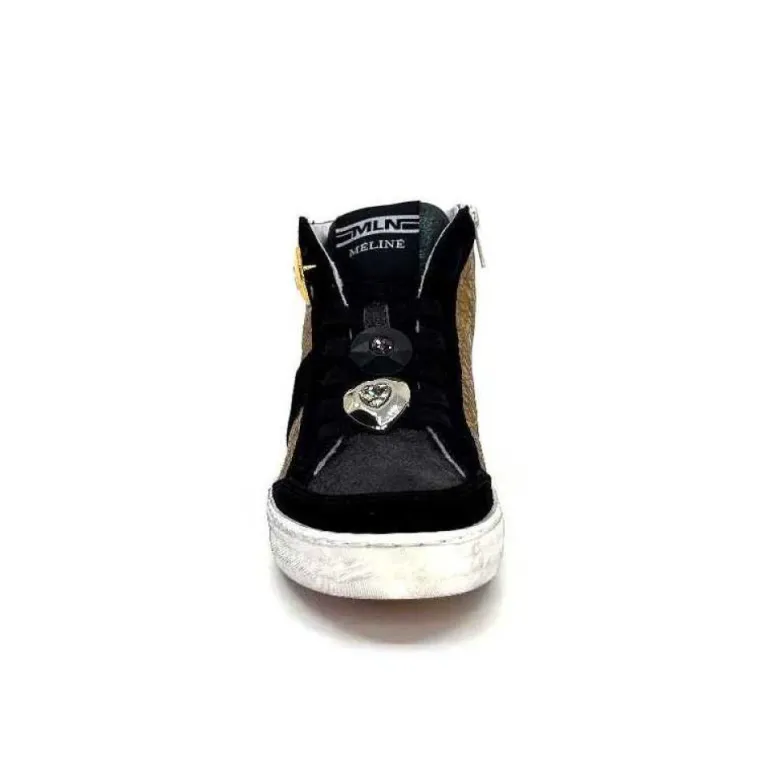 Meline Nkc 1151 Cuir Dore Et Daim Noir