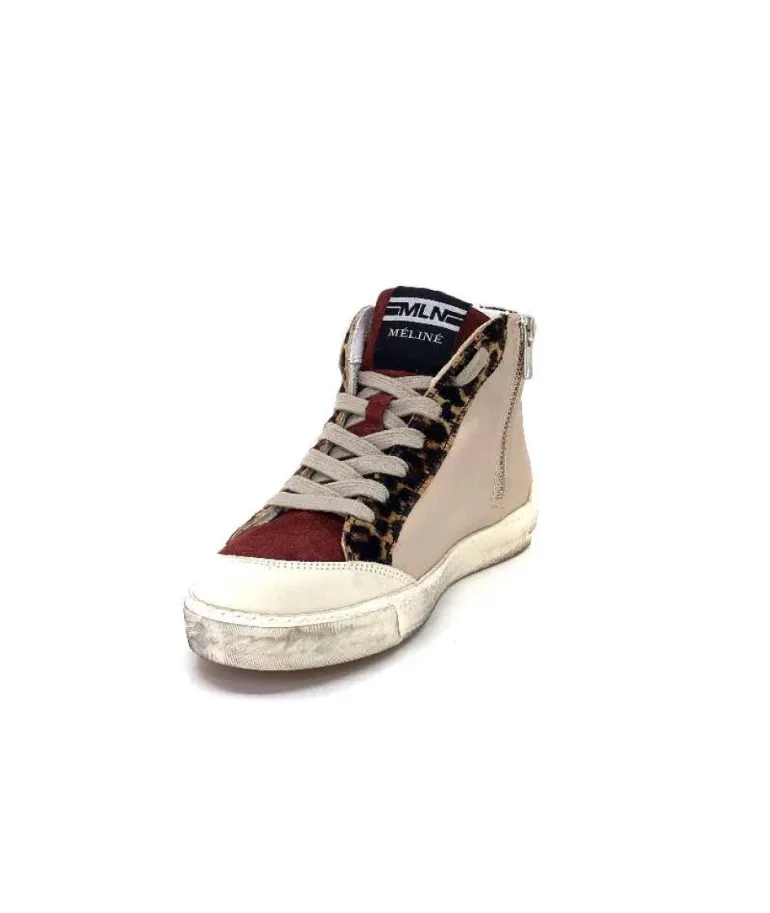 Meline Nkc320 Cuir Nacre Nude Daim Rouge Paillette Noir