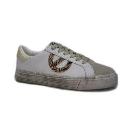 No Name Strike Side Cuir Blanc Or