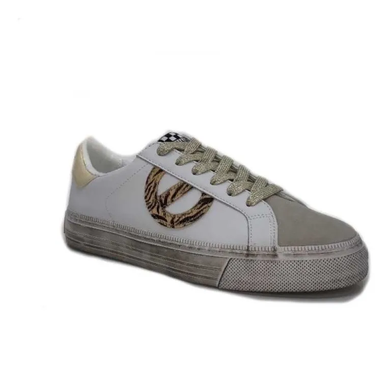 No Name Strike Side Cuir Blanc Or