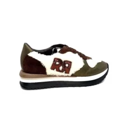 Reqins Urielle Cuir Marron Textile Ecru