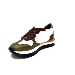 Reqins Urielle Cuir Marron Textile Ecru